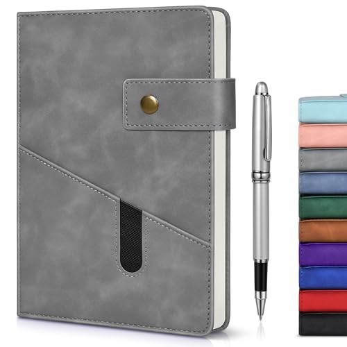 Lined Journal Notebook with Pen, A5 Personalized Hardcover Leather Journal for Men Women, 200 Pages...