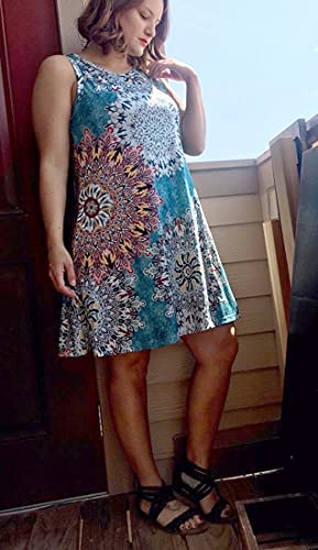 Image of elescat Women's Summer Dresses 2026 Beach Casual Sleeveless Floral Print Tank Loose Sundress with Pocket