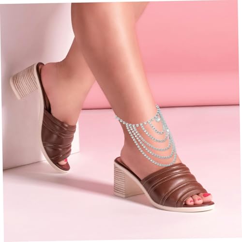 Pulseras tobilleras para mujer Healeved estilo multilayer con borlas 5