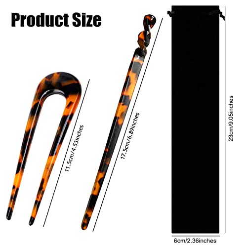 8 Pieces Acetate Hair Pins Sticks U-Shaped Straight Chopsticks Hairpin Hair Styling Accessories, Vintage Hair Pin Fork Hair Clips For Girls Women Updos Buns(Type A) #TOP2