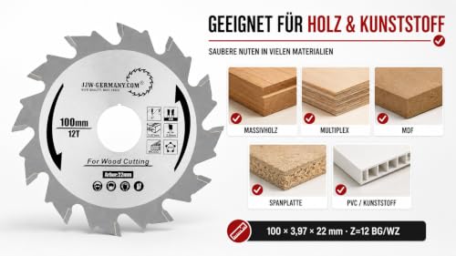 Foto von jjw-germany HM Nutfräser 100 x 3,97 x 22 Z= 12 WZ