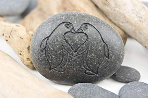 Personalized Penguin Pebble, Penguin stone, Penguin keepsake, Penguin rock decoration, Personalized love gift, Unique love gift, Valentine's gift, love promise, engagement gift, wedding gift