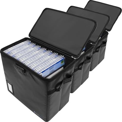 CASEMATIX Classic Black Graded Comic Book Storage Bin, 3 Pack, Fits Up To 30 Slabs, Fire Resistant, Lockable, Collapsible by CASEMATIX - Used condition - US$109.09