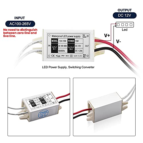 12 Volt Led Power Supply, Klarlight 15W Dc 12V Waterproof Ip67 Led Driver Transformer, 110V Ac To 12V Dc Converter For Dc 12V Low Voltage Outdoor Led Lights Led Strip Lights Cctv Camera (Pack Of 2) #TOP1