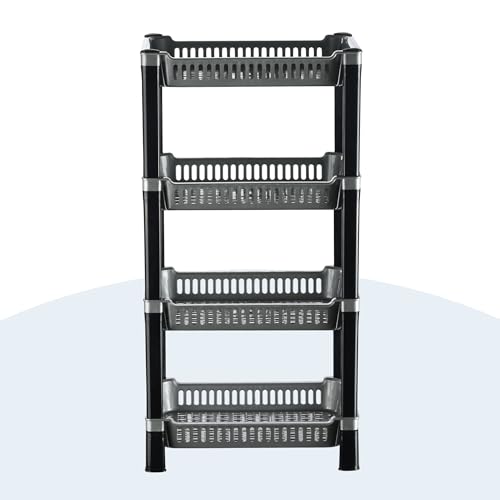 Image of Urbane Home Pack of 5 Multipurpose Kitchen Organizer /Storage Rack | 4-Layer Onion Stand for Kitchen | Vessels & Vegetable Organiser | Silver