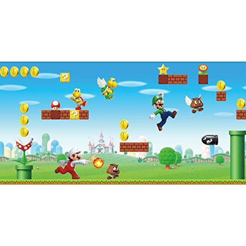 Frise Adhésive Mario Bros. Scène de Jeu, Rouge/Bleu/Vert