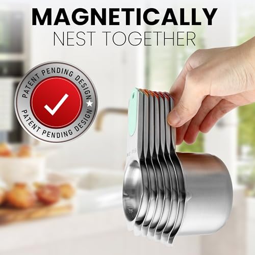 Image of Spring Chef Magnetic Stainless Steel Measuring Cups Set of 7, Desert Sunset