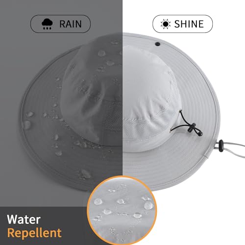 Image of Home Prefer UPF50+ Mens Sun Hat Wide Brim Womens UV Protection Beach Bucket Hat for Fishing Hiking Snap Up Cowboy Hat