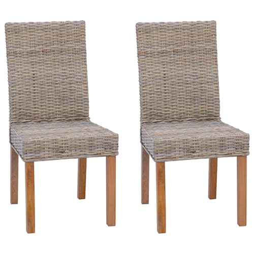 Nqyjm Silla de Cocina, Silla de Comedor Juego de 2 Gris Kubu 45 x 54 x 93 cm para Comedor, Dormitorio Oficina