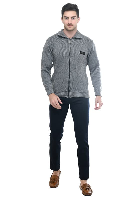 Image of MANRA MANRA Men Zipper Thick Fabric Woolen Winterwear Full Sleeve Collar with Side Pockets Jacket /Sweater