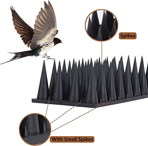 JOROMIT Bird Spikes, 20 Packs 20 Ft Bird Deterrent Strips Spikes for Small Birds Deterrent Spikes for Fences and Roof to Keep Birds Away