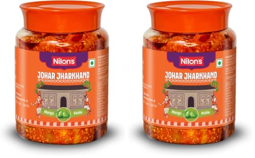 Image of Nilon's Johar Jharkhand Mango Pickle (475g) Homemade Aam Ka Aachar | Spicy & Tangy Pickle in Authentic Jharkhand Style with Raw Mango, Mustard Oil & Spices with No Added Artificial Colour (Pack of 2)