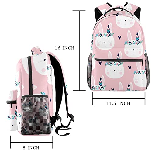 Sac à dos lapin blanc mignon avec porte-bouteille latéral intégré