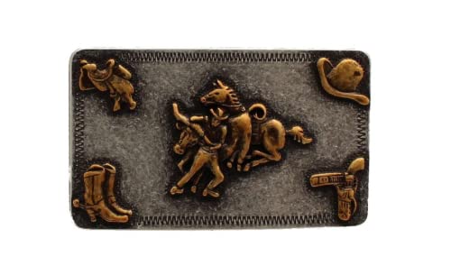Nocona 37598 Smooth Edge Steer Wrestling Buckle - Rectangle Antique Silver