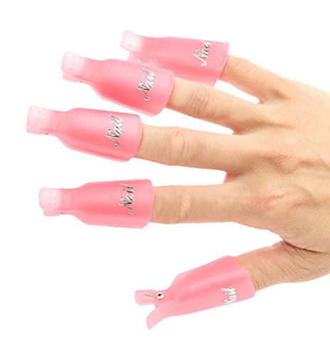 10Pcs Acrylic Nail Art UV Gel Polish Remover Wrap Cleaner Clip Caps
