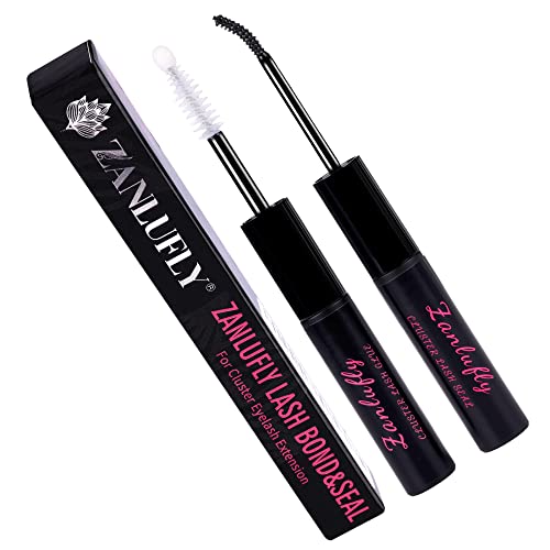 Zanlufly Cluster Lash Bond And Seal, Super Strong Hold Diy Lash Extension Glue Waterproof Lash Cluster Lash Glue With Mascara Wand For Individual Lashes Glue And Sealant #TOP6