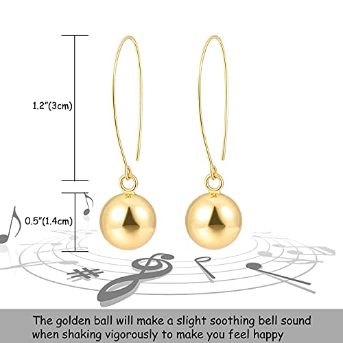 Statement Long Gold Ball Dangle Drop Hoop Earrings For Women 18K Gold Plated Dangling Beaded Earrings For Girls Gifts For Her Christmas Jingle Bells… #TOP2