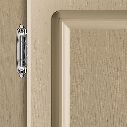 Brushed Satin Nickel Cabinet Hinges,50 Pack(25 Pairs) 1/2" Overlay Self Closing Flush Face Mount Kitchen Cabinet Door Cupboard Hinges #TOP4
