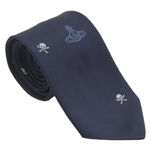 [ヴィヴィアンウエストウッド] ネクタイ スリム スカル W0107 slim 7cm幅 (DARK NAVY（BLACK-N401）, Free Size) [並行輸入品]