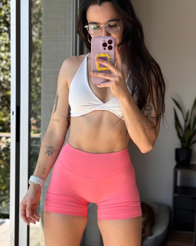 Image of AUROLA Influence Workout Shorts for Women,2.5 3.5 4.5 5.5 6.5 No Roll Up Squat Proof Scrunch Seamless Compression Gym Short