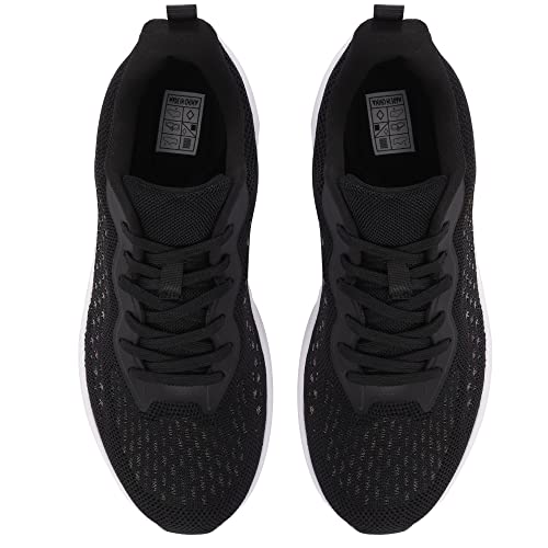 Spatofa Women Walking Shoes Non Slip Fashion Sneakers Lightweight Mesh Breathable Athletic Tennis Running Shoes 8 Black #TOP3