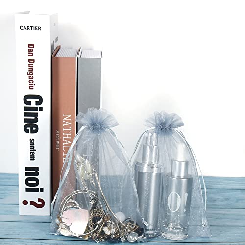 Hrx Package 100Pcs Organza Bags Silver Gray, 5X7 Inch Mesh Drawstring Gift Bags Jewelry Pouches For Christmas Candy Party Favor #TOP5