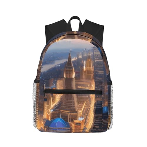 Sac à dos décontracté City Picture Night pour ordinateur portable et cours