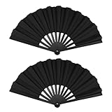 Huakaile 2 Stück 33 cm schwarze Stiefel auf dem Boden, Handfächer, groß, faltbar, knallend, für Line Dancing, Hand-Rave-Dekorationen für Männer und Frauen, Festival, Performance, Show, Party, Hochzeit