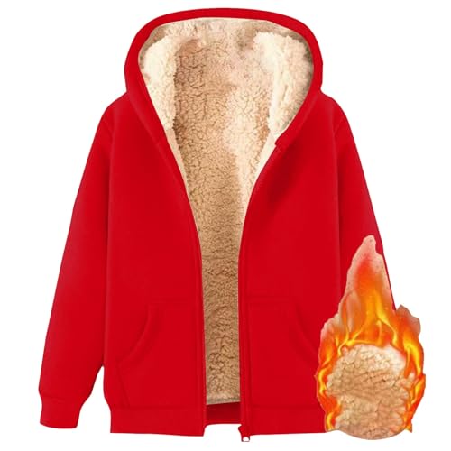 Womens Sherpa Jacket Fuzzy Lined Full Zip Up Fleece Hoodie Warm Sweatshirt Plus Size Fall Winter Coat With Pockets4