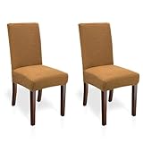 WENZMOC Teddy Wool Dining Chair Covers Soft Teddy Wool Dining Room Chair Covers Set of 2, Washable Kitchen Chairs Slipcovers Elastic Chairs Slipcover for Home and Kitchen (Brown 2PCS)