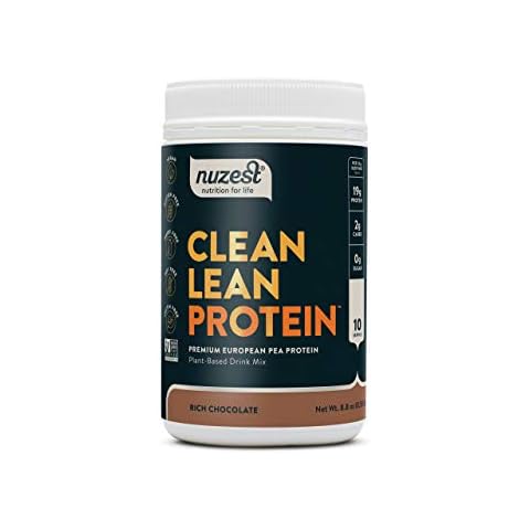 Nuzest - Pea Protein Powder - Clean Lean Protein, Premium Vegan Plant Based Protein Powder, Dairy Free, Gluten Free, GMO Free, Protein Shake, Rich Chocolate, 10 Servings, 8.8 oz Cover