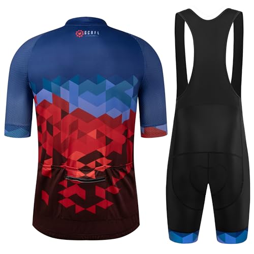 GCRFL Conjunto masculino de jérsei de ciclismo com manga curta e zíper Pokcet com acolchoado, kit de