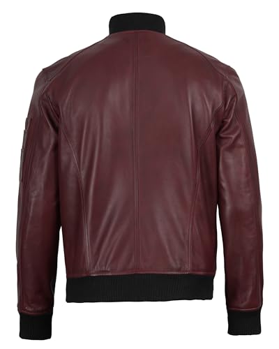 Image of Decrum Bomber Leather Jacket Men - Real Lambskin Casual Leather Jackets for Men with Zip Closure