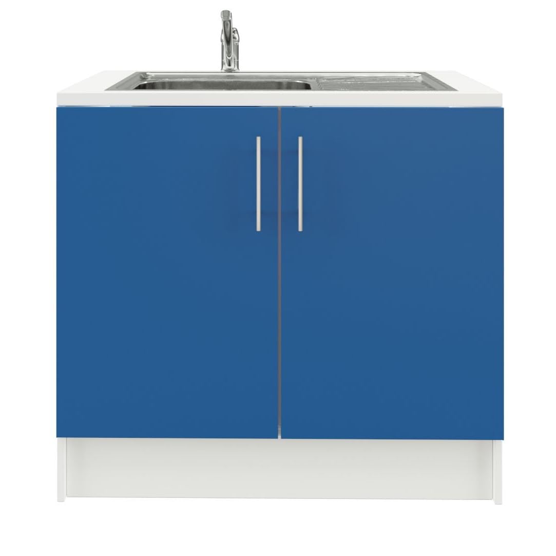 Jd Greta Navy Blue Matt 1000Mm Utility Room Sink Unit With Tap, Kitchen Base Cabinet - Navy Matt
