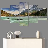 SIGNWIN 5 Panel Canvas Wall Art Calming Waters for Home Decorations Ready to Hang - 60