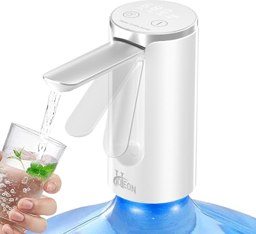 Hoteon Automatic Water Dispenser Pump, 3 Quantitative Settings Drinking Water Pump with LED Display, Foldable USB Rechargeable Electric Mini Water Pump for 20 Litre Bottle Can for Home
