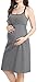 SUIEK 3-Pack Maternity Nursing Nightgown Breastfeeding Tank Tops Pregnancy Sleepwear (Medium)