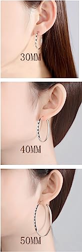 3 Pairs 925 Sterling Silver Hoops Earrings for Women Hoop Earrings Set Hypoallergenic Silver Hoop Earrings for Womens 30/40/50mm2
