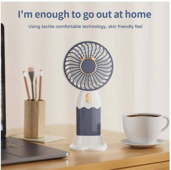 Image of MIRADH Mini Handheld Fan (Upto 2 Hours Running) Rechargeable Battery Operated Portable Fan, Desk Fan, Carry It Anywhere (GREY)