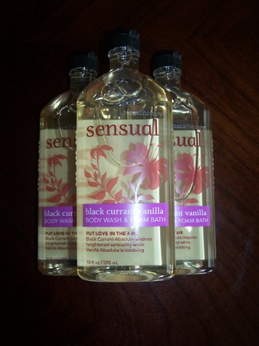 Lot of 3 Bath & Body Works Aromatherapy Sensual Black Currant Vanilla Body Wash & Foam Bath (Black Currant Vanilla)