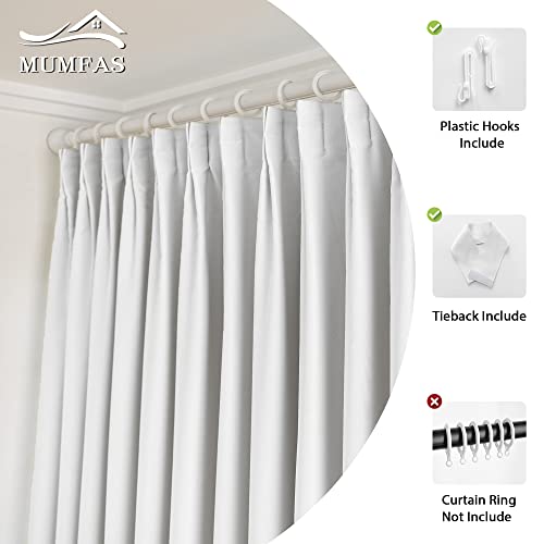 Mumfas Sunblock Pinch Pleat Curtain, Thermal Insulated Room Darkening Drape, Polyester Window Treatment For Bedroom Patio,Easy Hanging Via Hooks 72 Inch Wide By 84 Inch Long, 1 Panel Pure White #TOP2