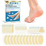 Gel Hydrocolloid Blister Bandages for Feet - 36 ct Water Resistant Blister Cushion Pads for Toe & Heel | Prevention & Recovery for Walking, Travel & Daily Activities -Variety Pack