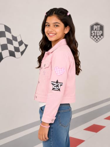 Image of Girls Full Sleeve Solid Crop Denim Jacket