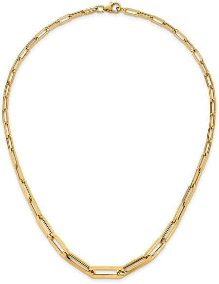 IceCarats 14K Solid Yellow Gold Graduated Paperclip Link Necklace Chain - Image 6