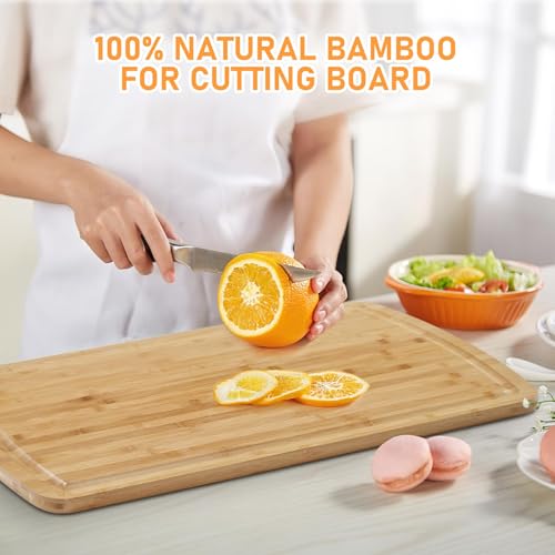 Cubierta de estufa y tabla de cortar de bambú carbonizado 30"x21" - Tabla extra gruesa de 0.8" con patas, ranuras para jugos y patas resistentes al calor para RV, isla de cocina y encimera miniatura 5