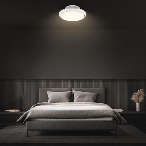 Plafonnier ventilateur de plafond LED noir blanc 44cm avec télécommande et intensité variable - 2