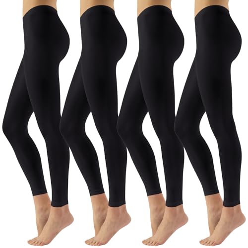 Lancry 4 Paia 80D Collant Senza Piedi per Donne e Ragazze, Collant Opachi in Velluto Morbido per Danza, Nero , 4XL