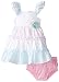 Nannette Baby Girls' White and Mint Swiss Dot Seersucker with Panty