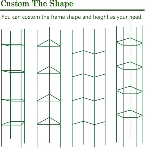 3Pack 12\" Width Up to 63\" Height Adjustable Square Tomato Cages for Garden, Plant Support Stakes for Climbing Vegetable, Tomatoe, Flower, with Twist Ties Snap-On Stake Arms - Thumbnail 5