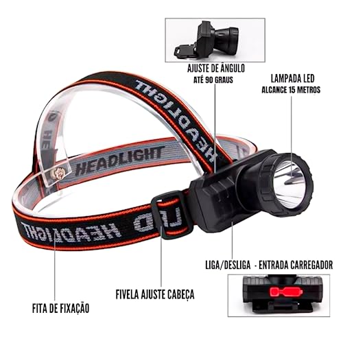 Lanterna De Cabeça Led Recarregável Usb Pesca Bike Farol Super Forte Potente Ciclismo Caminhada Tril